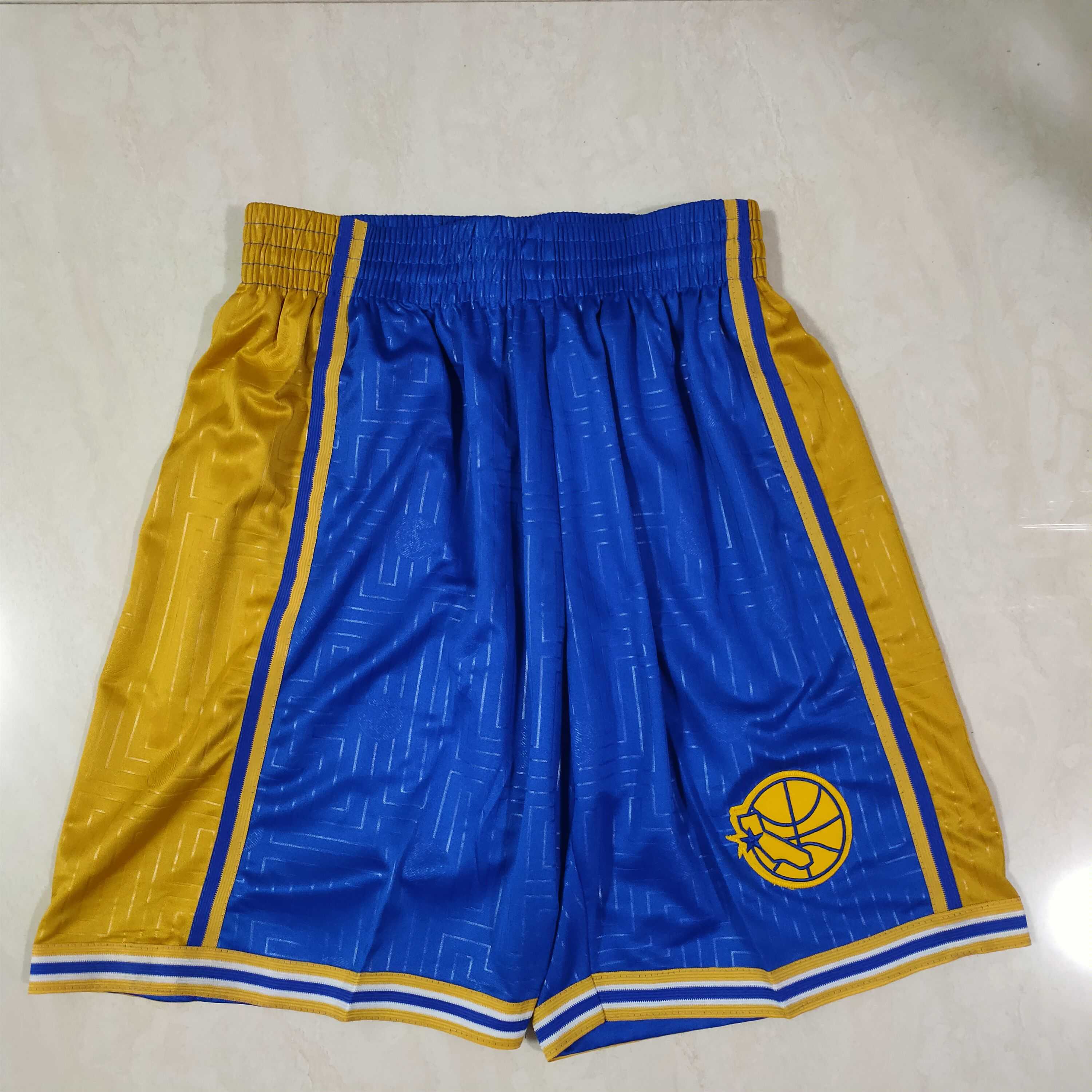 Men NBA Golden State Warriors Blue Shorts 0416